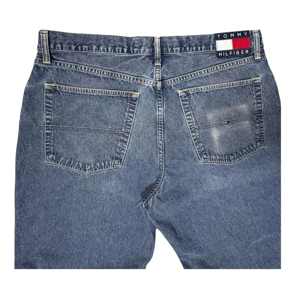 Vtg Tommy Hilfiger Jeans Mens Denim Straight Relaxed 38x32 Blue Dad‎ Y2K Retro